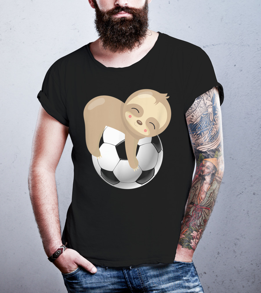 Baby Sloth Hugging Soccer Ball T-Shirt