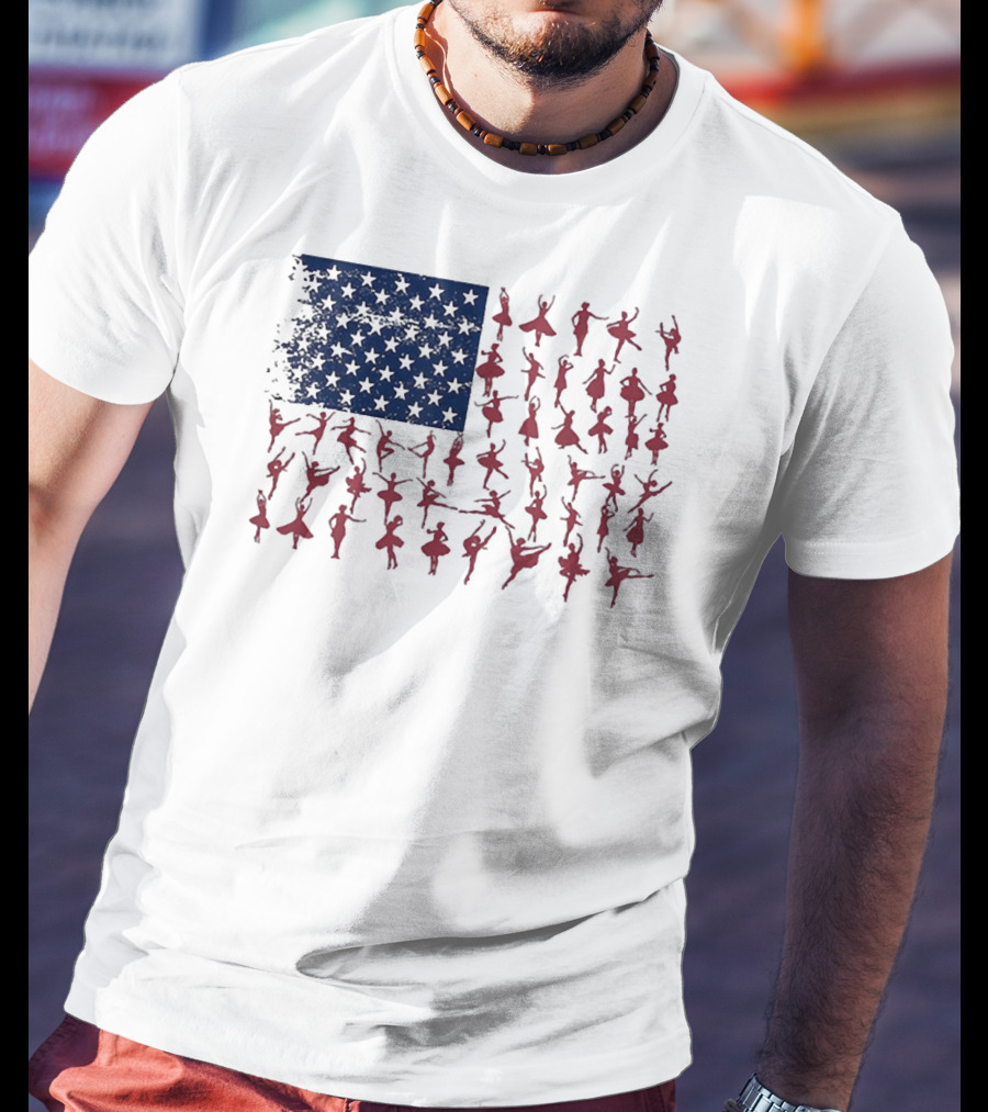 Ballet Dancer Kids American Flag July T-Shirt