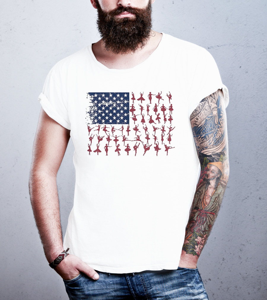 Ballet Dancer Kids American Flag July T-Shirt