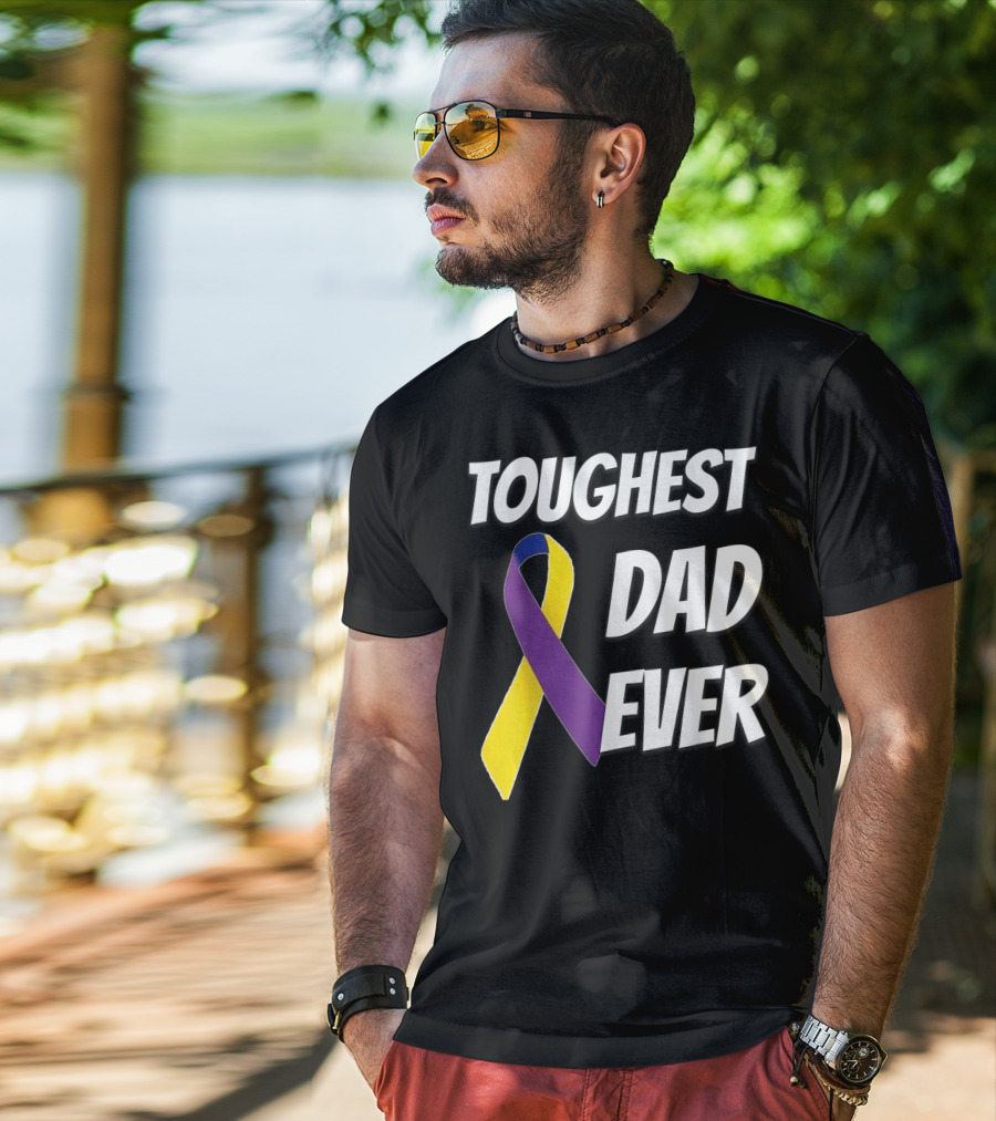 Toughest Dad Ever Bladder Cancer Yellow Ribbon Awareness T-Shirt