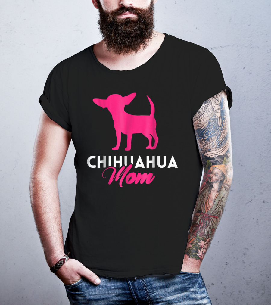 CHIHUAHUA MOM Pink Silhouette For Chihuahua Mommy T-Shirt
