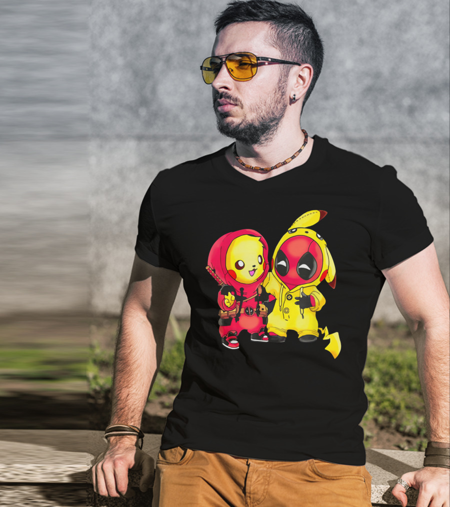 Cute Pikapool Pikachu Deadpool Mashup Hoodie Characters T-Shirt