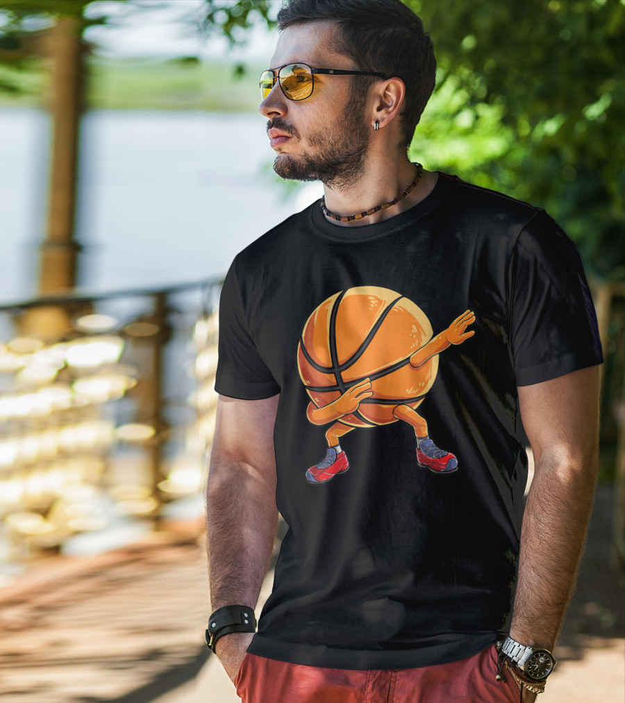Basketball Ball Kids Boys Dab Dance With Sneakers T-Shirt