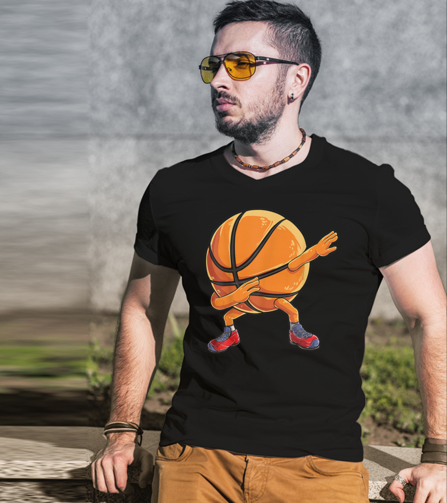 Basketball Ball Kids Boys Dab Dance With Sneakers T-Shirt
