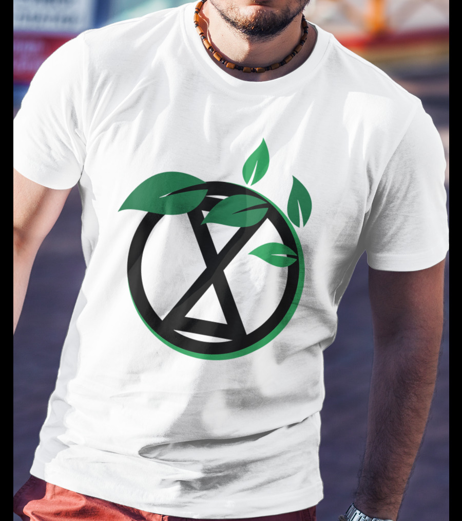 Extinction Rebellion Revolution Symbol With Green Leaves T-Shirt