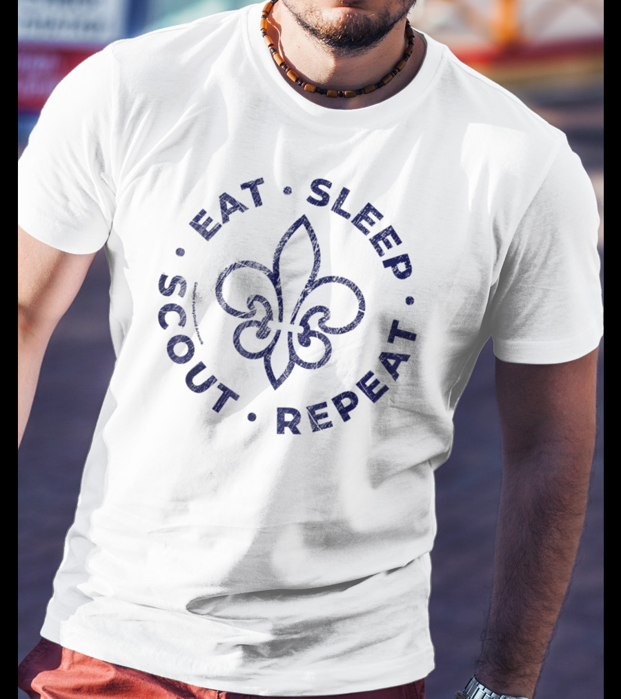 Eat Sleep Scout Repeat Fleur-de-Lis FunkyDroid Funny T-Shirt