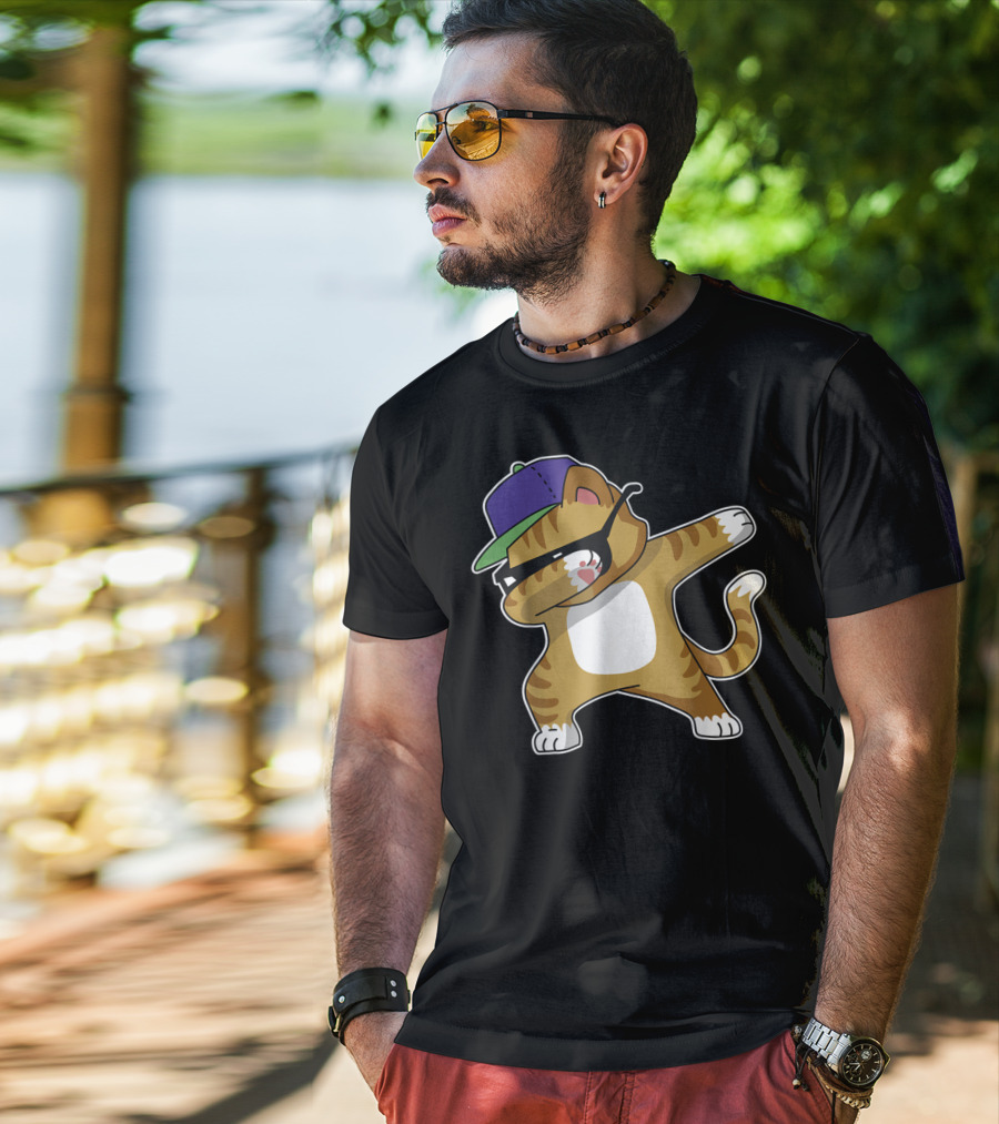 Dabbing Cat Funny Cat Dab Dance Cool Cap T-Shirt