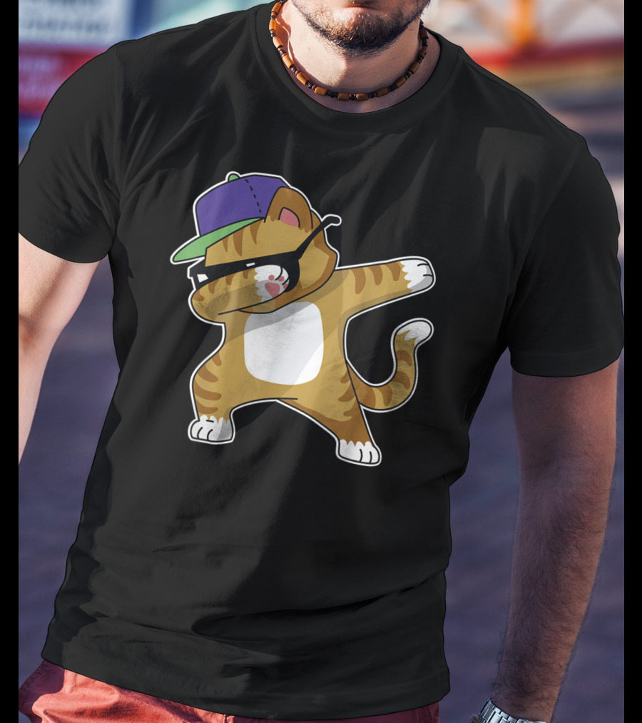 Dabbing Cat Funny Cat Dab Dance Cool Cap T-Shirt