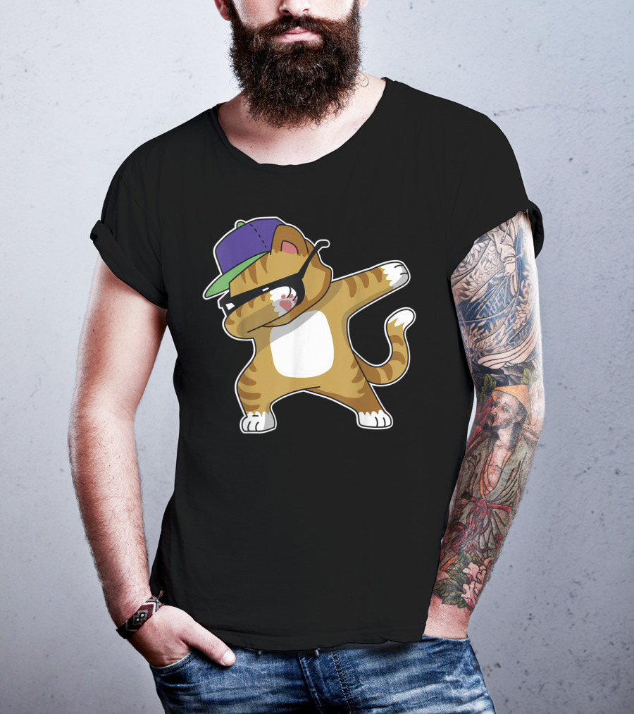 Dabbing Cat Funny Cat Dab Dance Cool Cap T-Shirt