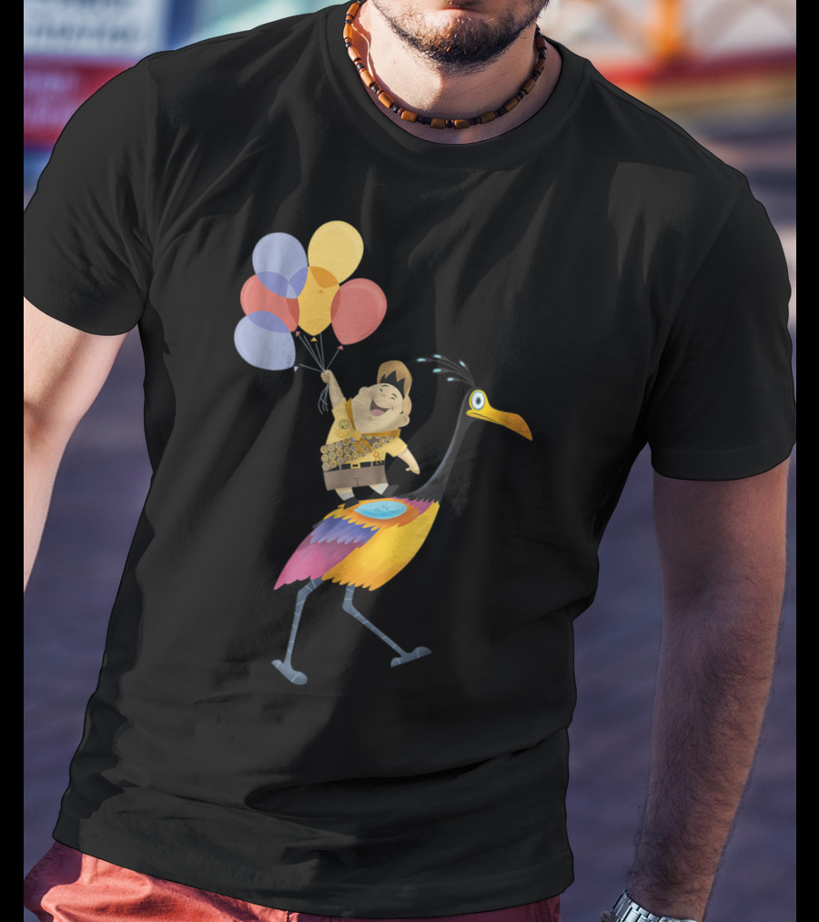 Russell Riding Kevin With Balloons Disney Pixar Up T-Shirt