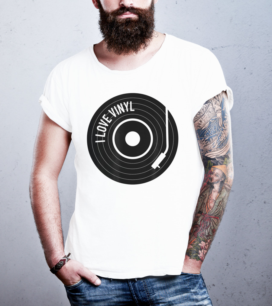 I Love Vinyl Record Player Vintage Music Enthusiast T-Shirt