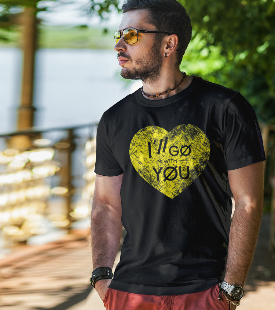 I'll Go With You Yellow Vintage Grunge Heart TOP T-Shirt