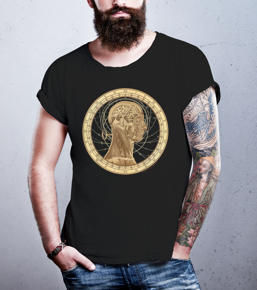 Cognition Steampunk Roman Numerals Clockwork Head T-Shirt