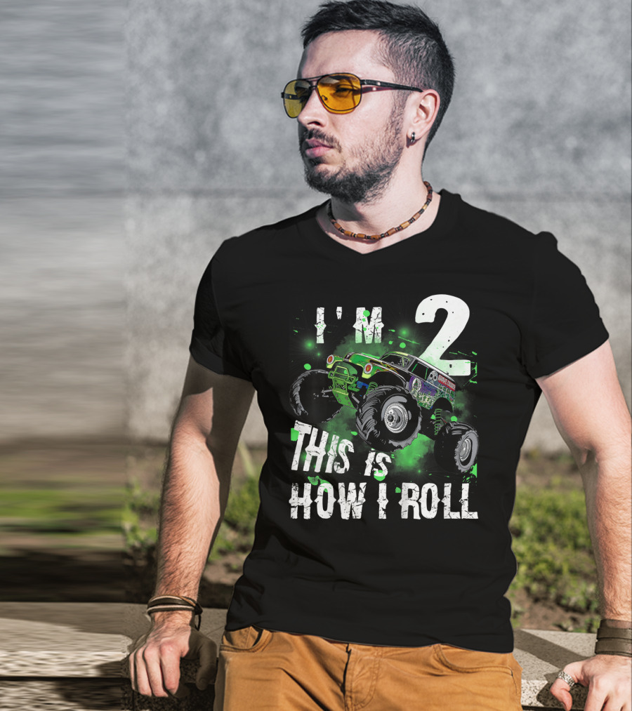 Kids I'm 2 This Is How I Roll Monster Truck T-Shirt