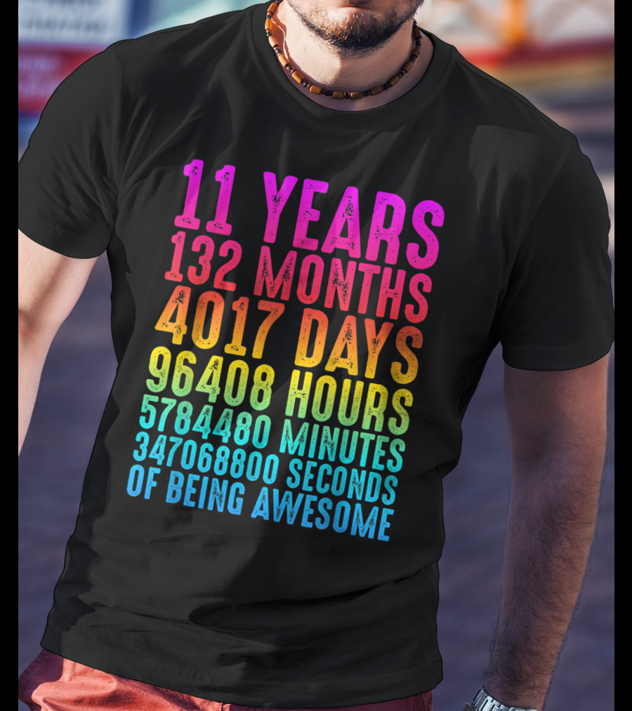 11 Years 132 Months 4017 Days 96408 Hours 5784480 Minutes 347068800 Seconds Of Being Awesome T-Shirt