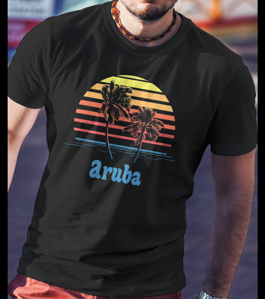 Aruba Palm Trees Sunset Beach Vacation Vibes T-Shirt