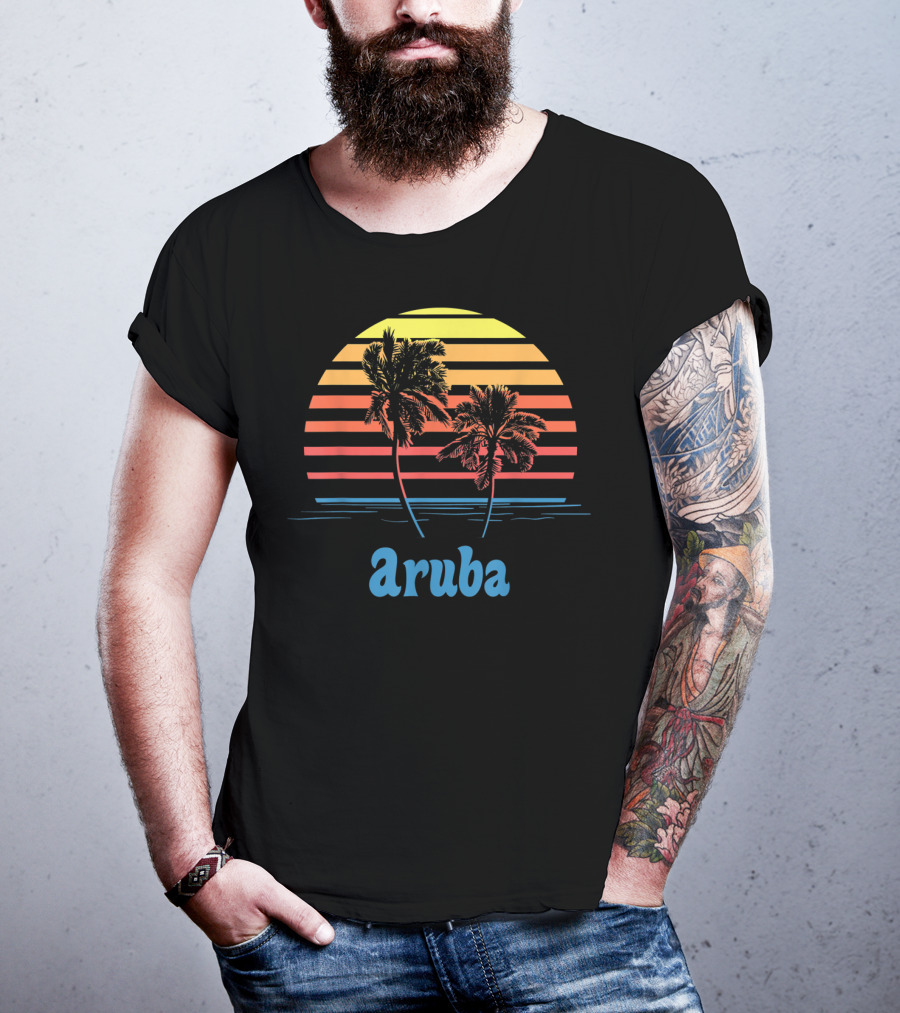 Aruba Palm Trees Sunset Beach Vacation Vibes T-Shirt