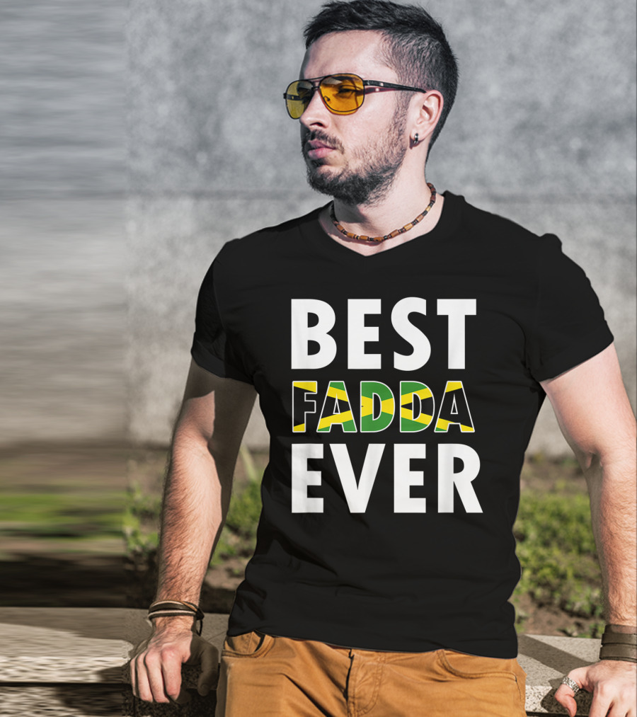 Best Fadda Ever Jamaican Flag Funny Dad T-Shirt