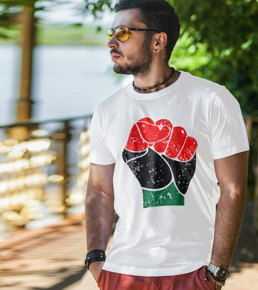 Black History Red Black And Green Pride Fist Symbol Of Empowerment T-Shirt