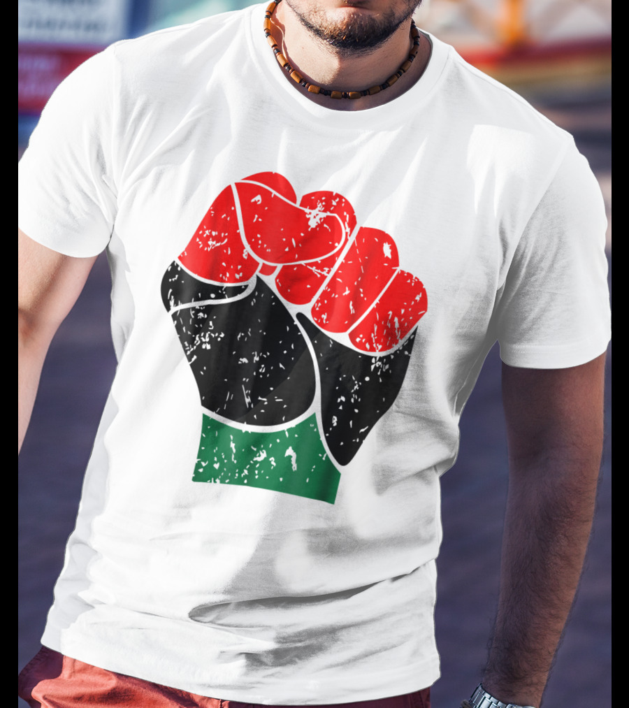 Black History Red Black And Green Pride Fist Symbol Of Empowerment T-Shirt