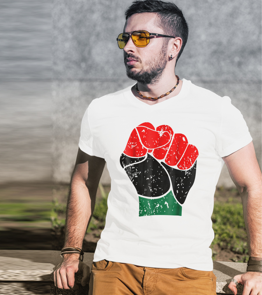 Black History Red Black And Green Pride Fist Symbol Of Empowerment T-Shirt