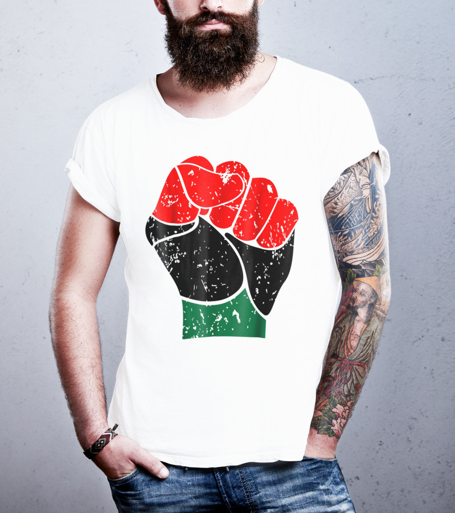 Black History Red Black And Green Pride Fist Symbol Of Empowerment T-Shirt