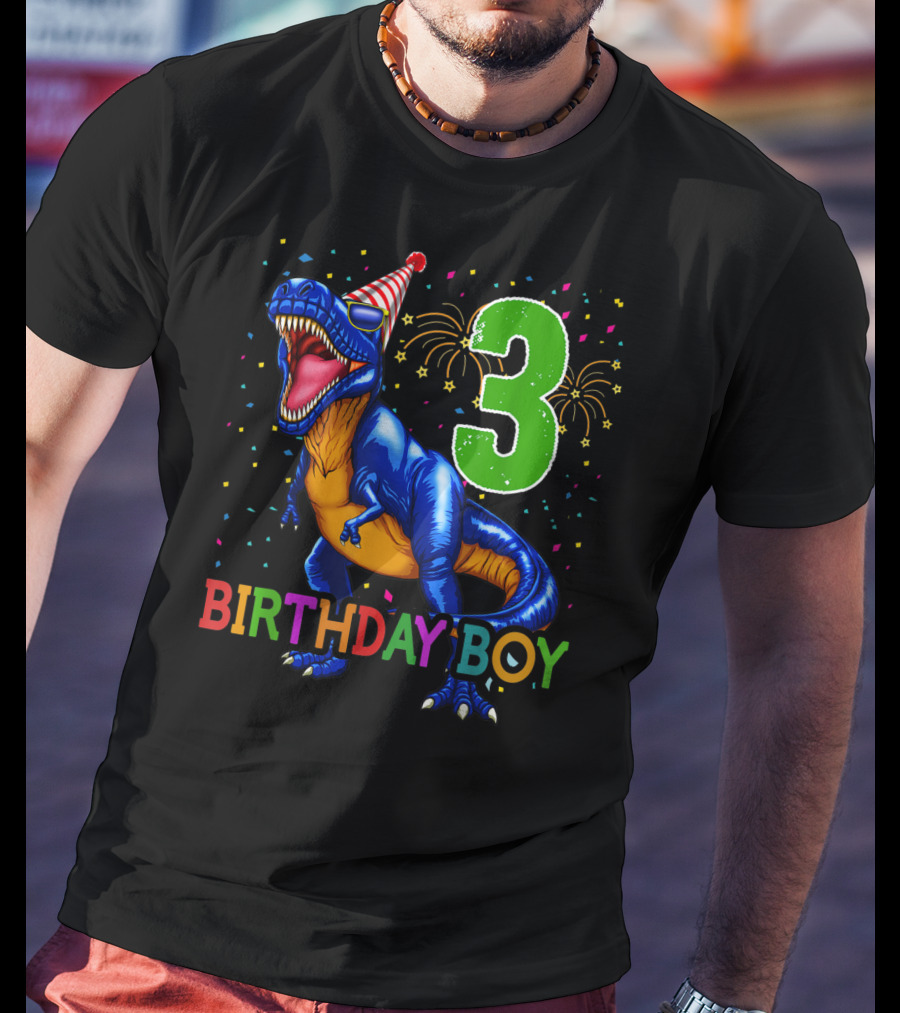 Birthday Boy Rawr I'm 3 Dinosaur Party T-Shirt