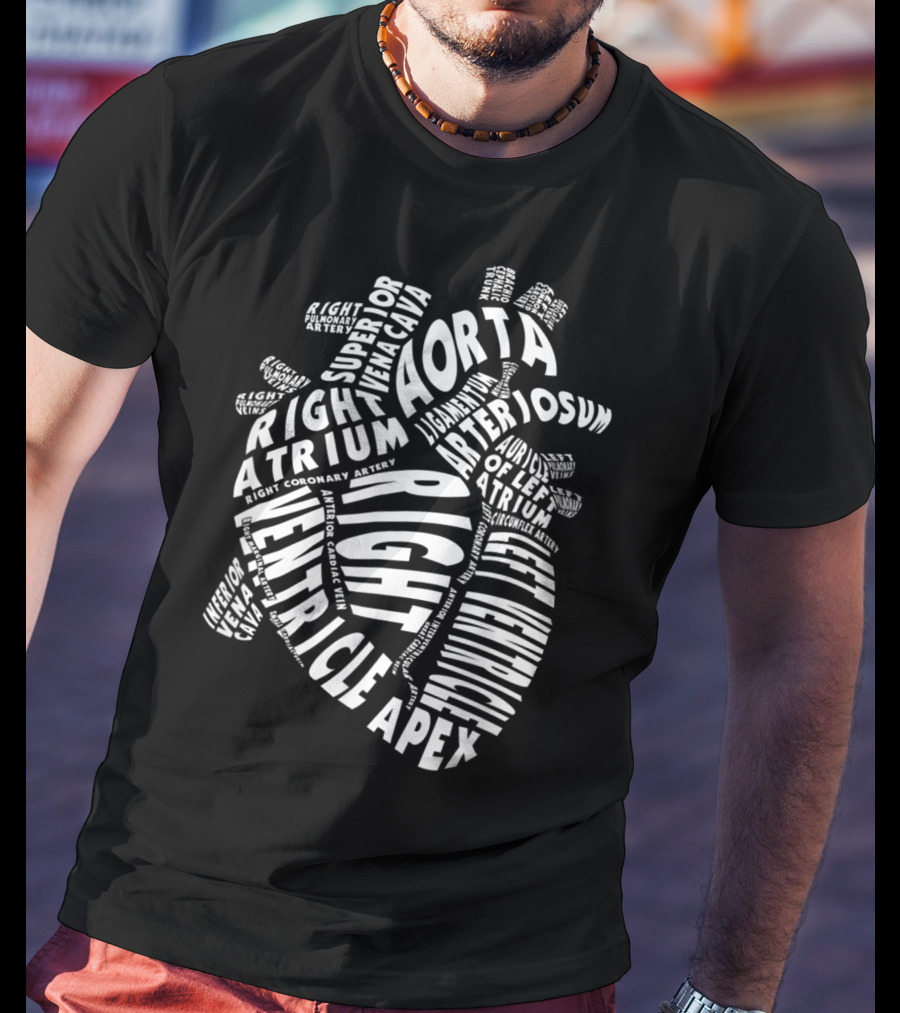 Anatomical Heart Anatomy Aorta Ventricle Atrium Cardiac Nurse Parts T-Shirt