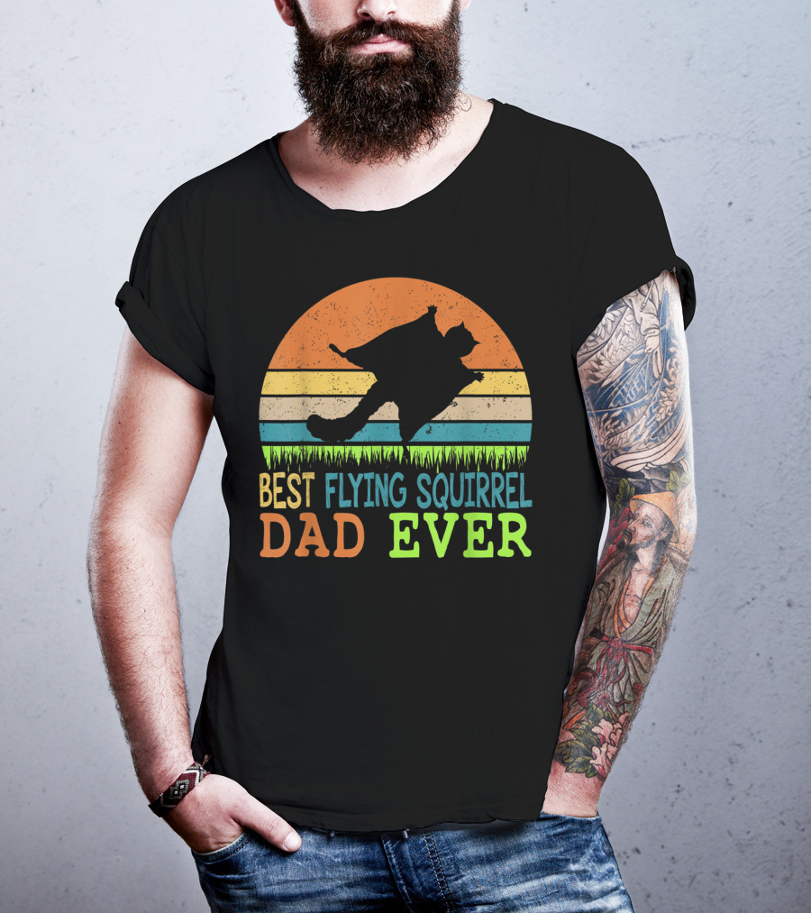 Best Flying Squirrel Dad Ever Retro Sunset T-Shirt