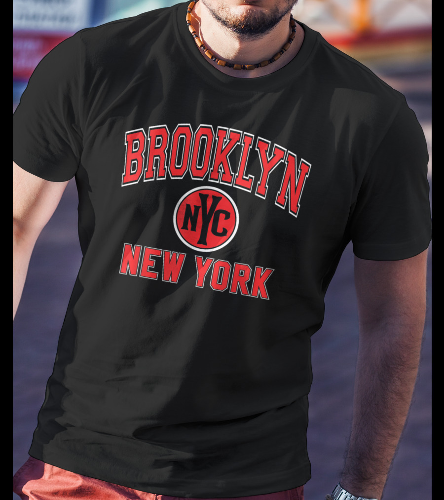 Brooklyn NYC New York Varsity Style Red T-Shirt