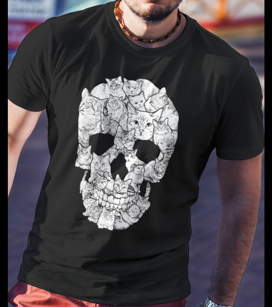 Cat Skull Cat Skull Men's Unique Feline Skull T-Shirt