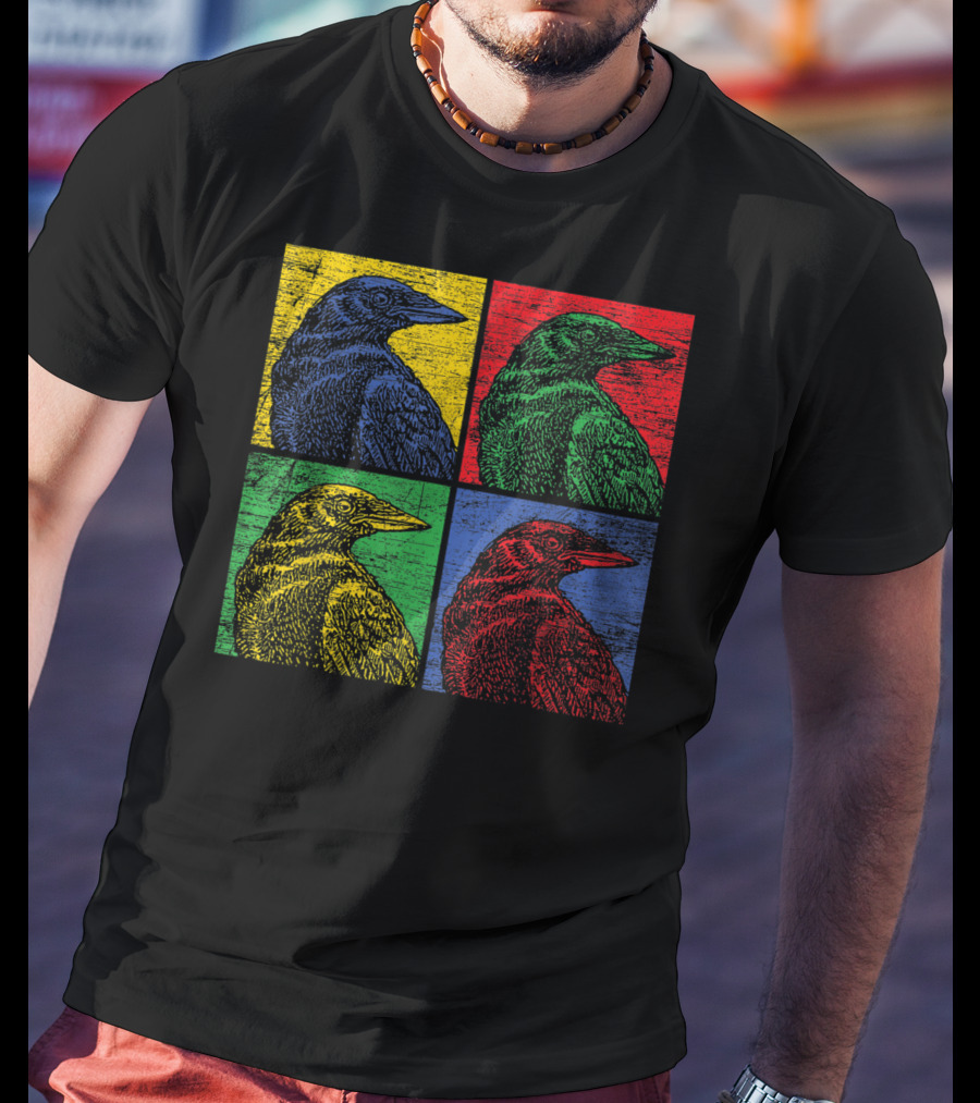 Vintage Raven Colorful Pop Art Crow Bird Lover T-Shirt