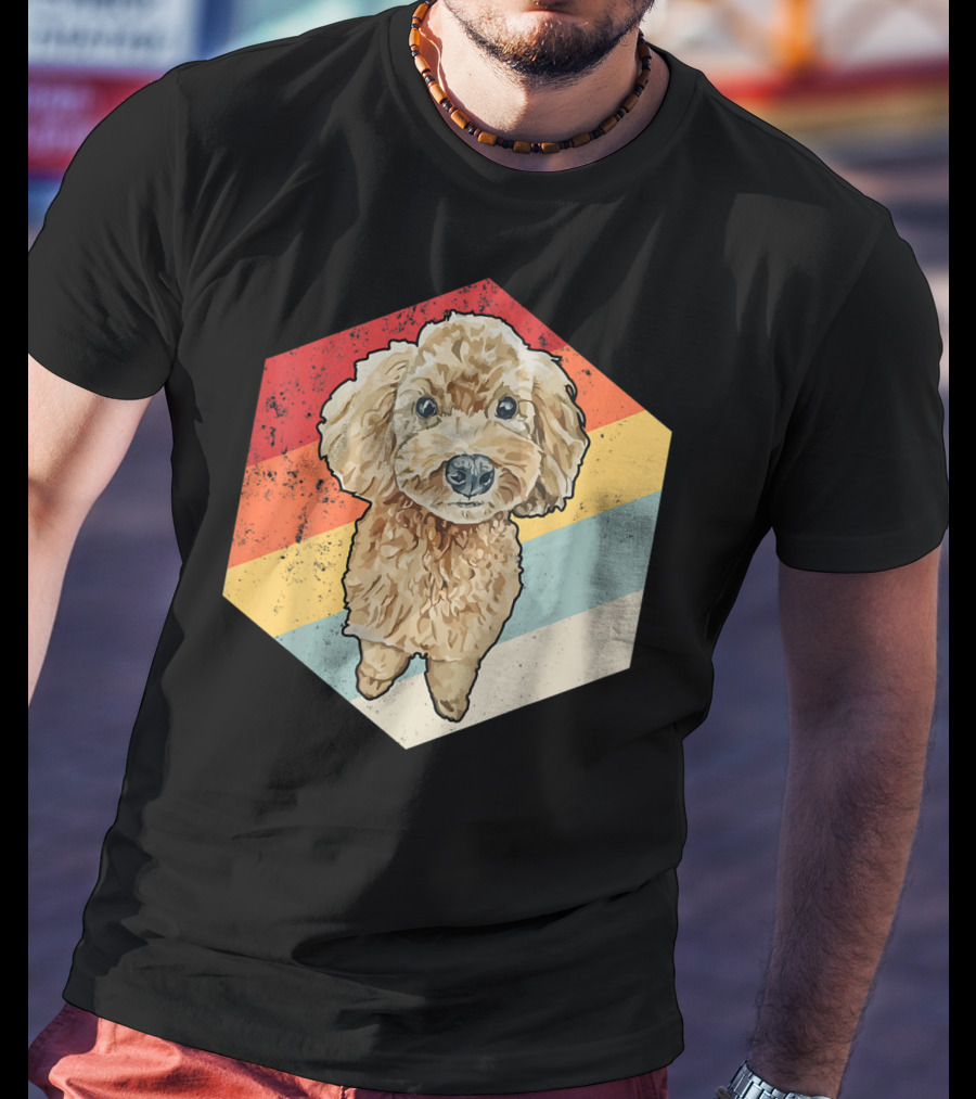Cute Cavapoo Dog Pet Vintage Retro Stripes T-Shirt