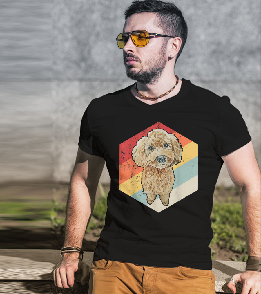 Cute Cavapoo Dog Pet Vintage Retro Stripes T-Shirt