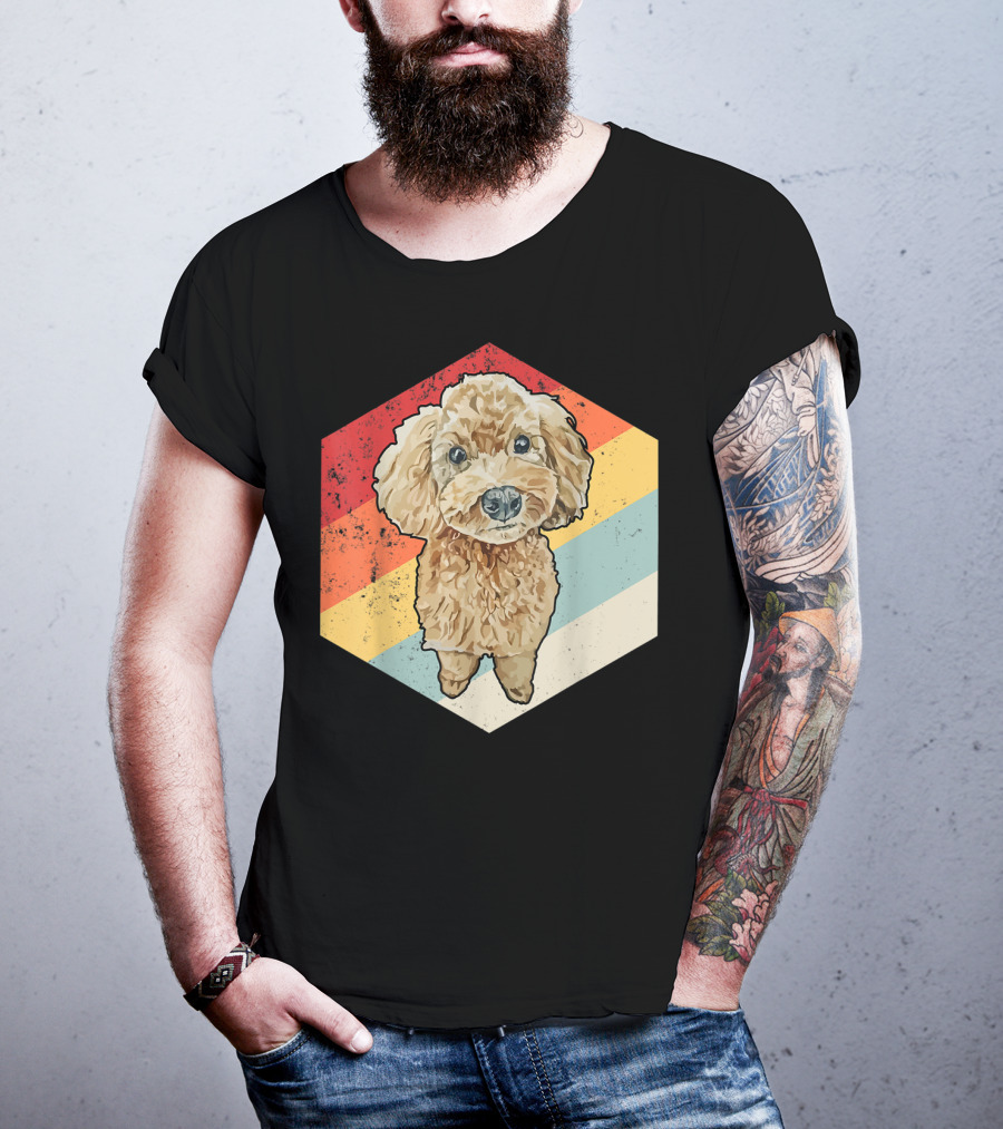 Cute Cavapoo Dog Pet Vintage Retro Stripes T-Shirt