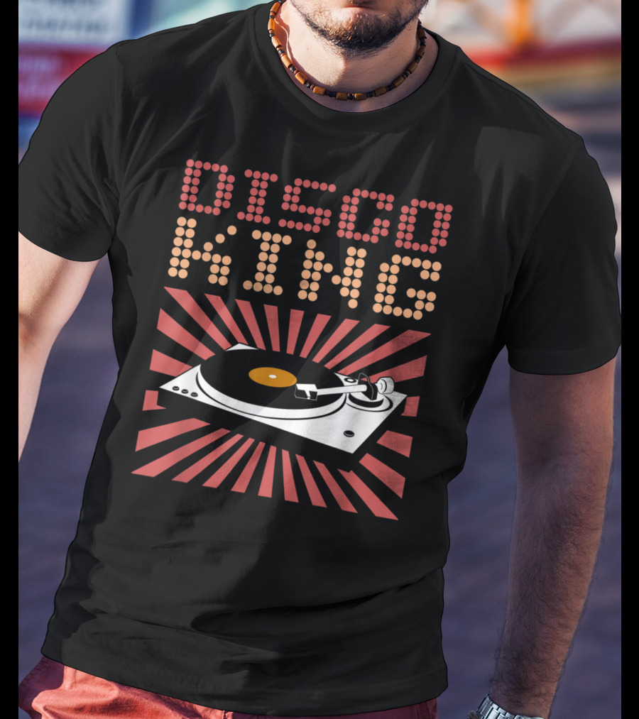 DISCO KING 70s Turntable Vinyl Record Retro Vibes T-Shirt