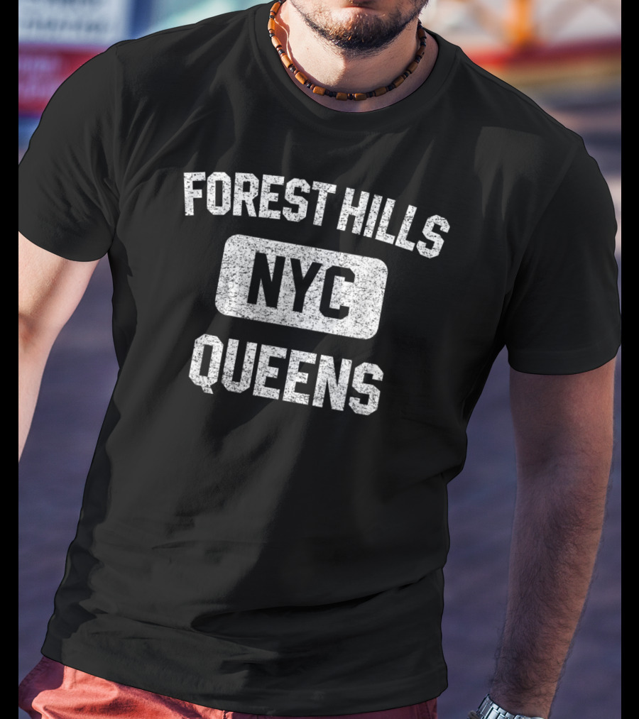 Forest Hills NYC Queens Gym Style Distressed White T-Shirt