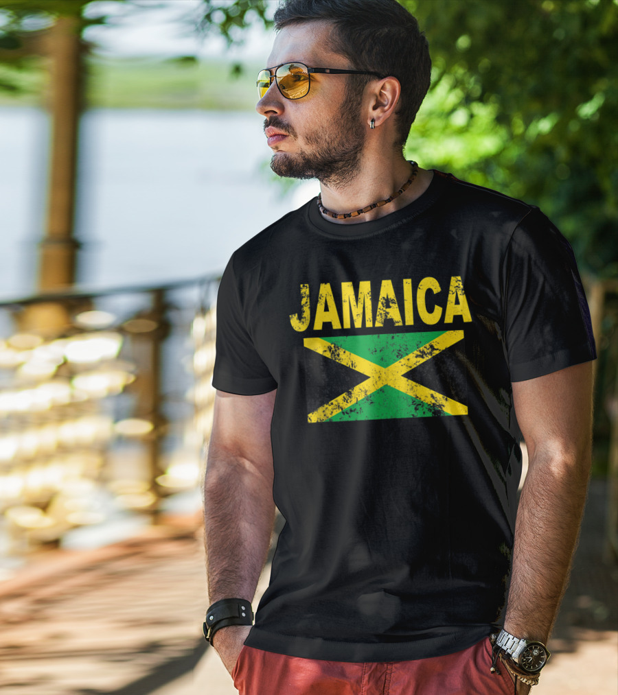 Jamaica Distressed Flag Cool Jamaican Flags T-Shirt