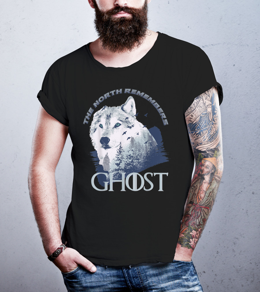 The North Remembers Ghost Lone Wolf In Forest Game Day Winning The Throne T-Shirt