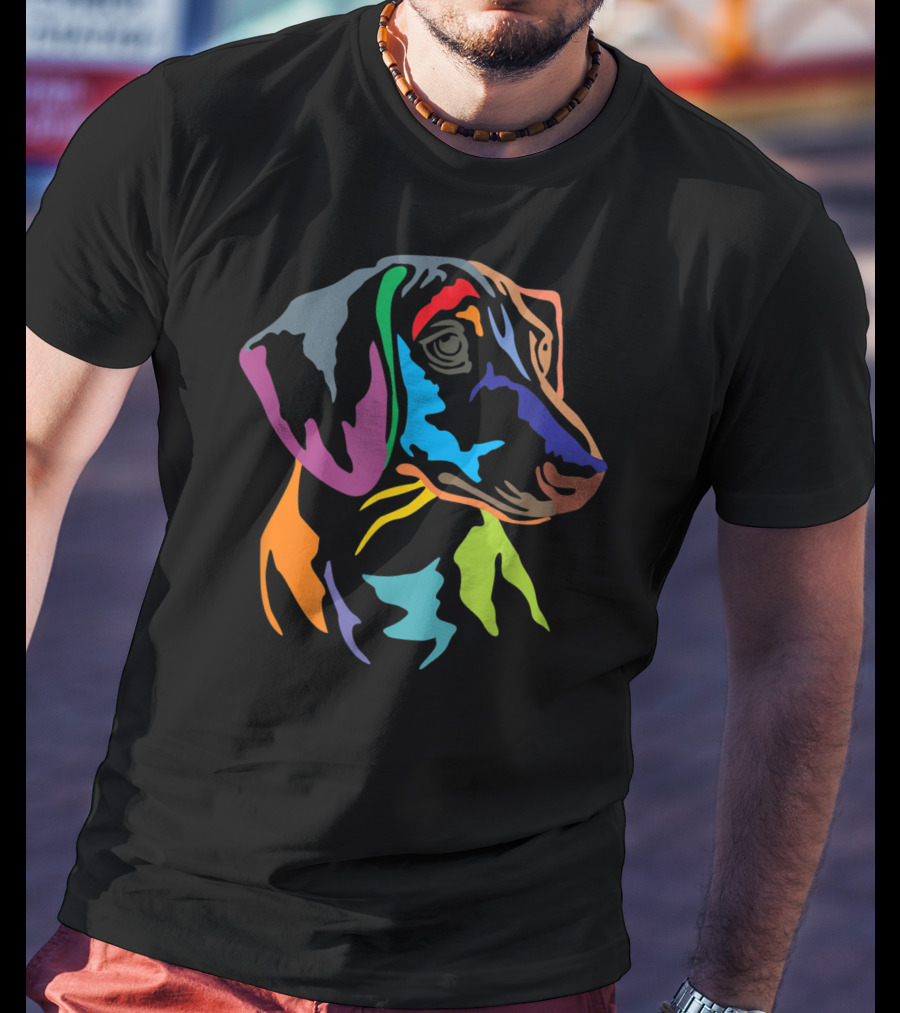 Colorful Happy German Dachshund Pop T-Shirt