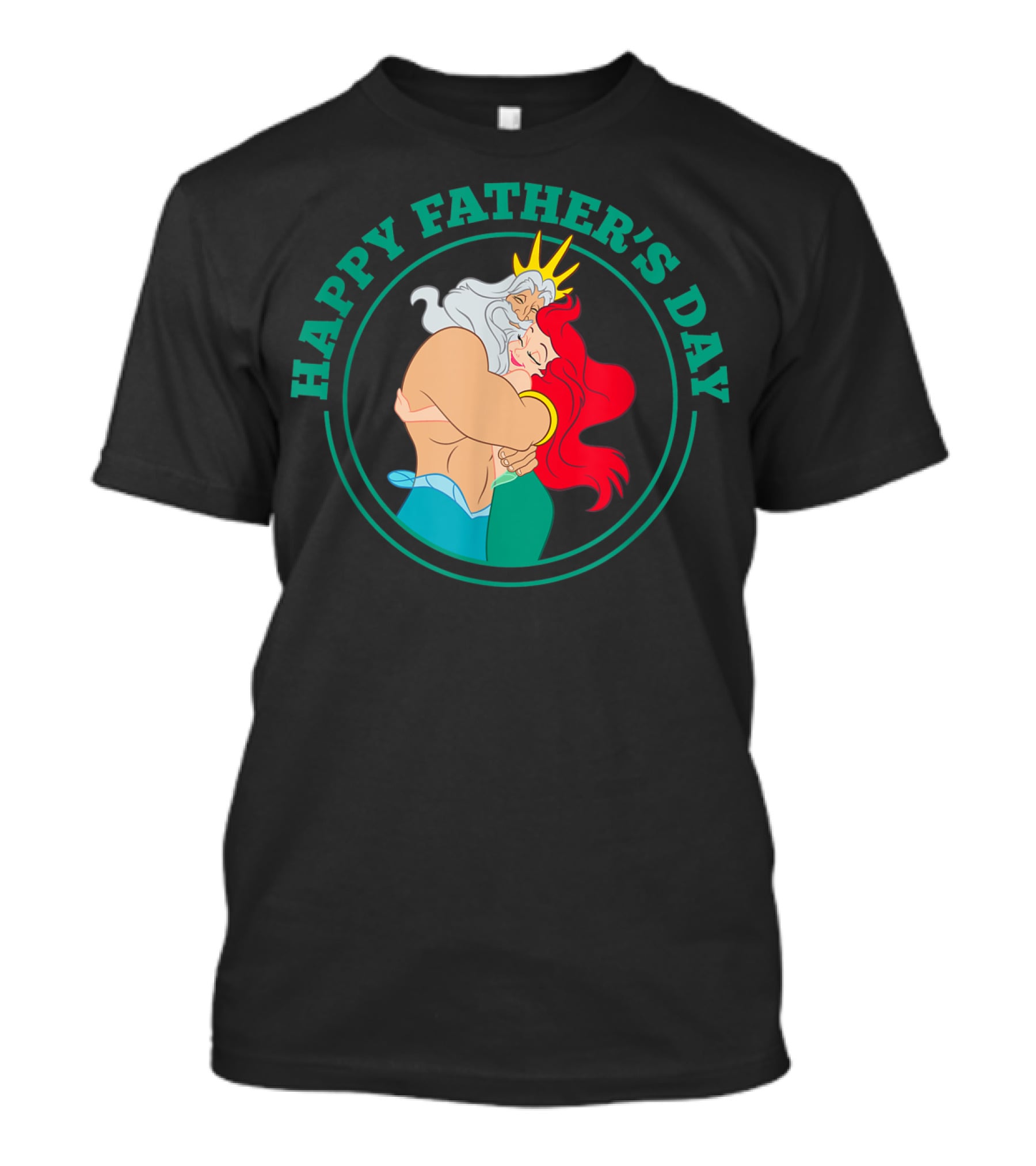 Happy Father's Day Disney The Little Mermaid Ariel And King Triton Hug T-Shirt