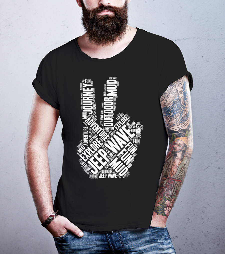 Jeep Wave Adventure Explore Outdoor Journey Mud Fun Peace Sign T-Shirt