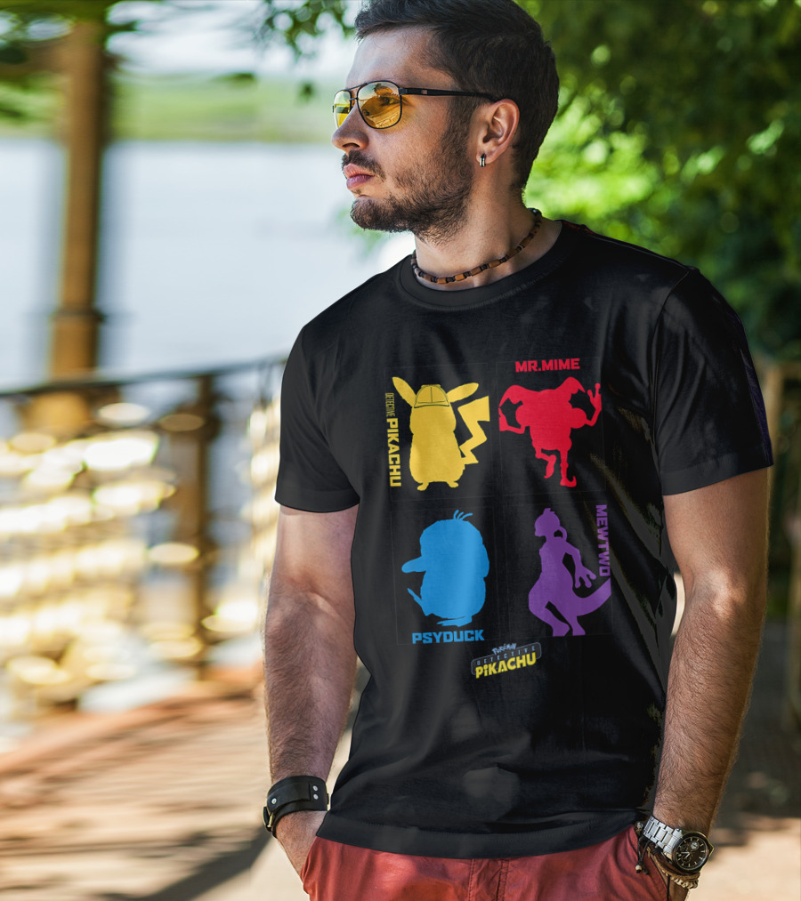 Detective Pikachu Mr. Mime Psyduck Mewtwo Pokémon Kids T-Shirt