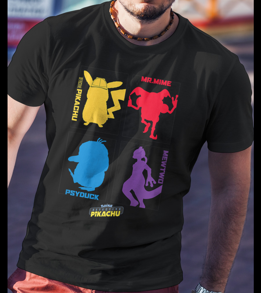 Detective Pikachu Mr. Mime Psyduck Mewtwo Pokémon Kids T-Shirt