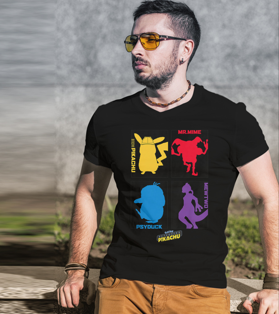 Detective Pikachu Mr. Mime Psyduck Mewtwo Pokémon Kids T-Shirt