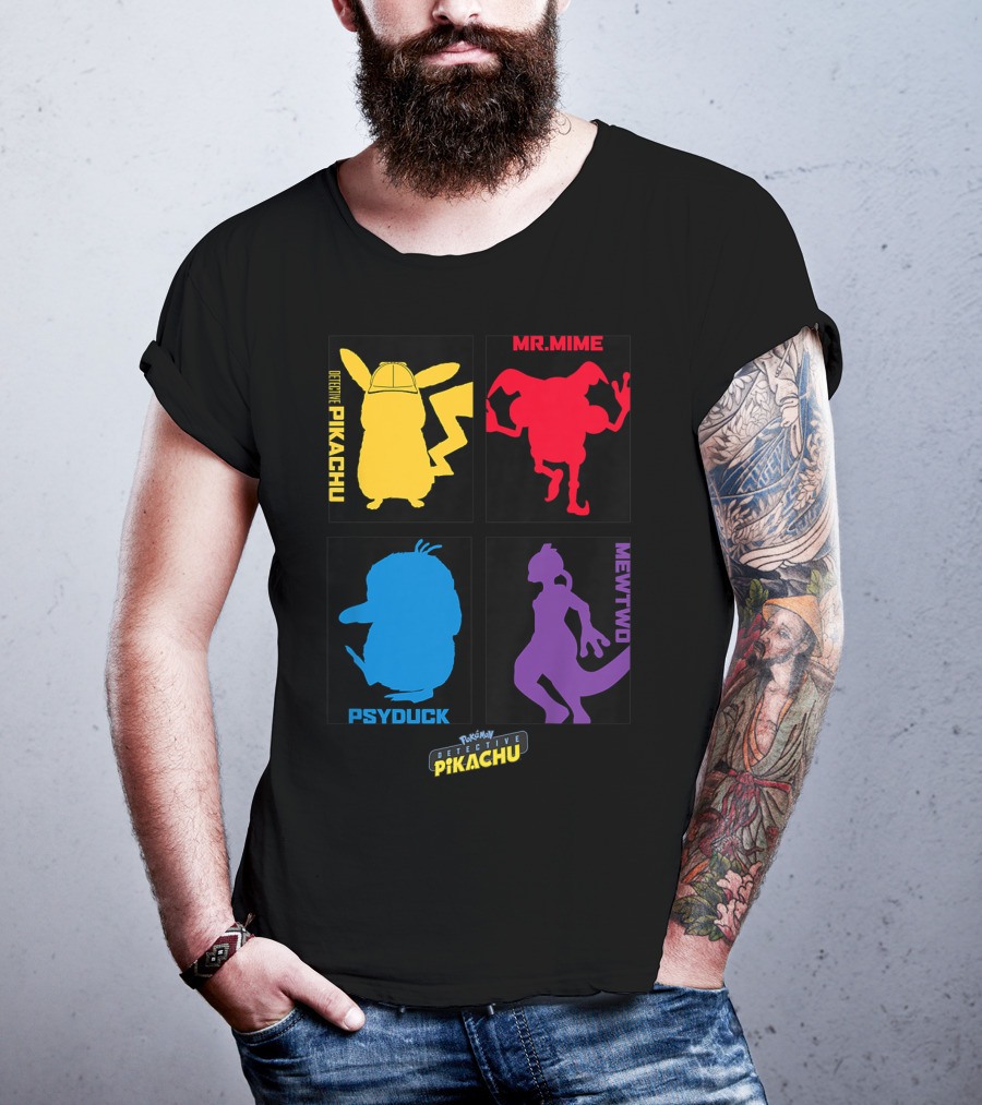 Detective Pikachu Mr. Mime Psyduck Mewtwo Pokémon Kids T-Shirt