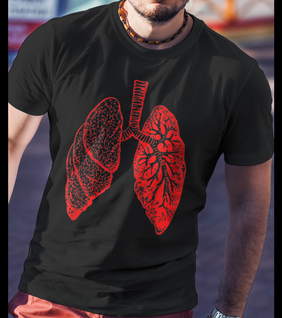 Anatomy Drawing Pulmonologist Respiratory Lungs Red T-Shirt