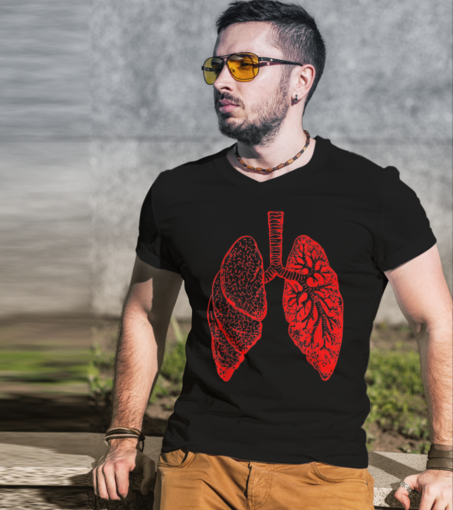 Anatomy Drawing Pulmonologist Respiratory Lungs Red T-Shirt