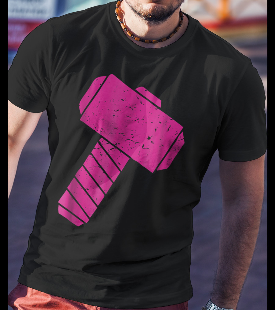 Distressed Magenta Mjolnir Thor's Hammer Odin Mythology T-Shirt