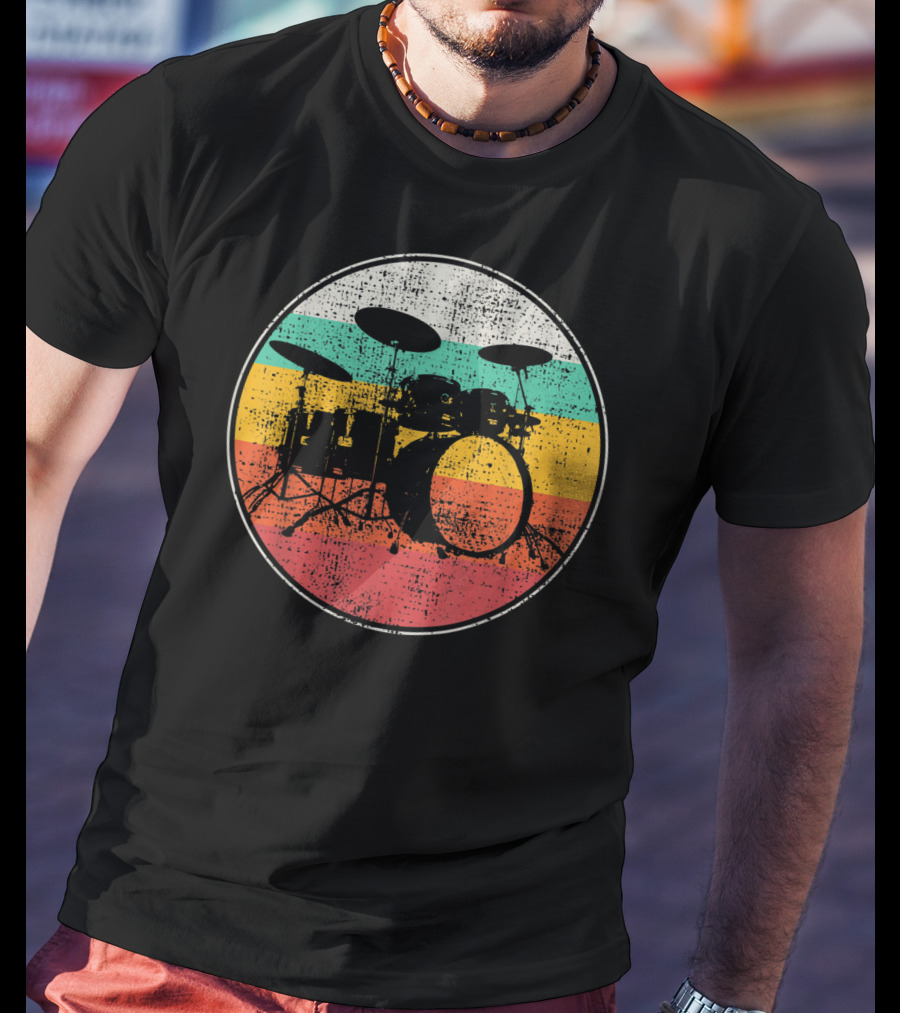 Drumset Vintage Retro Drums Drummer Band T-Shirt